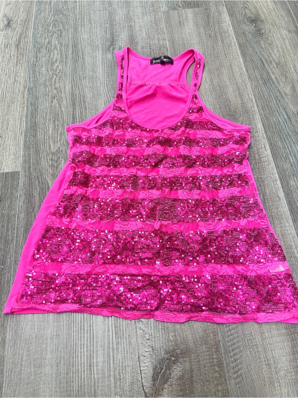 Almost Famous Hot Pink Sequin Stripe Tank Top
